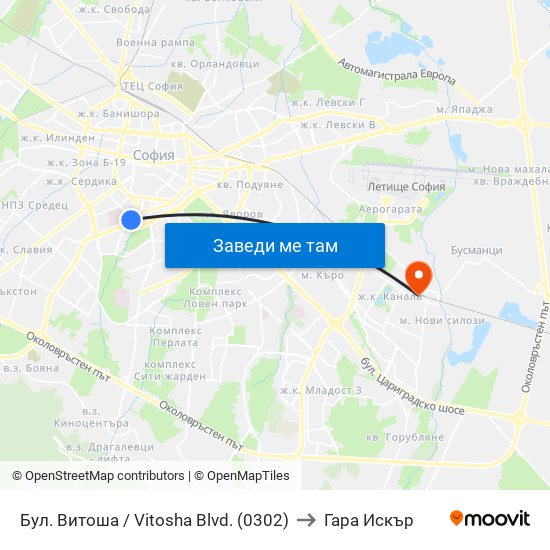 Бул. Витоша / Vitosha Blvd. (0302) to Гара Искър map