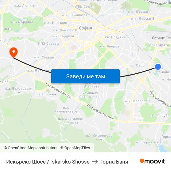 Искърско Шосе / Iskarsko Shosse to Горна Баня map