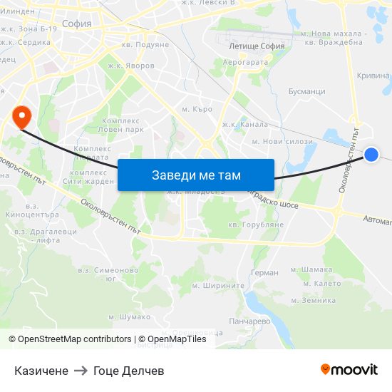 Казичене to Гоце Делчев map