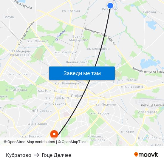 Кубратово to Гоце Делчев map