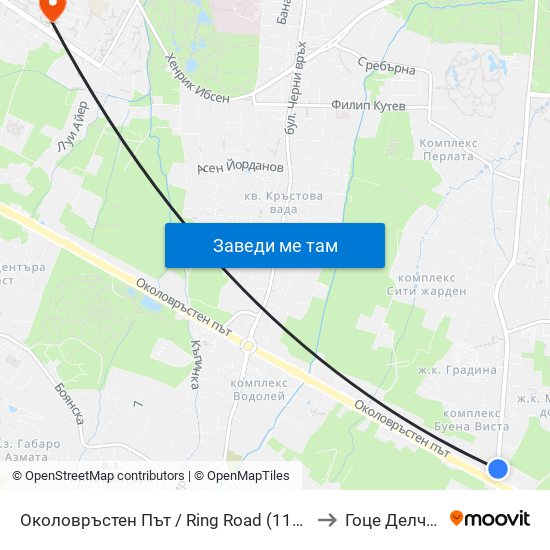 Околовръстен Път / Ring Road (1175) to Гоце Делчев map