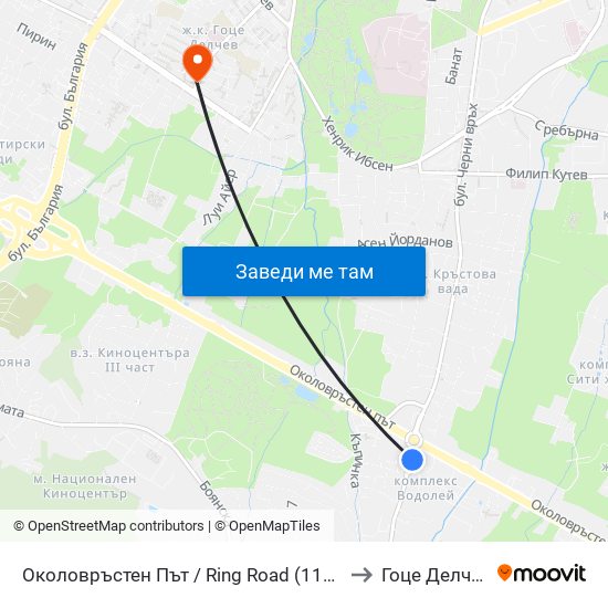 Околовръстен Път / Ring Road (1177) to Гоце Делчев map