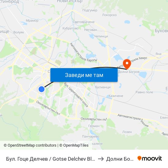 Бул. Гоце Делчев / Gotse Delchev Blvd. (0314) to Долни Богров map