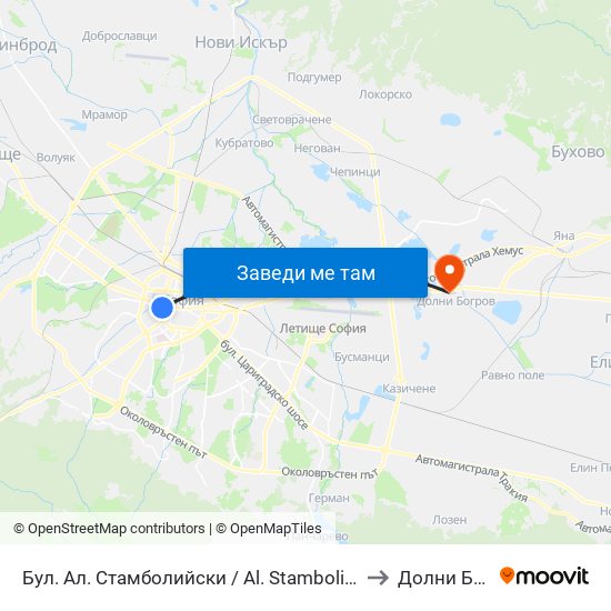 Бул. Ал. Стамболийски / Al. Stamboliyski Blvd. (0283) to Долни Богров map
