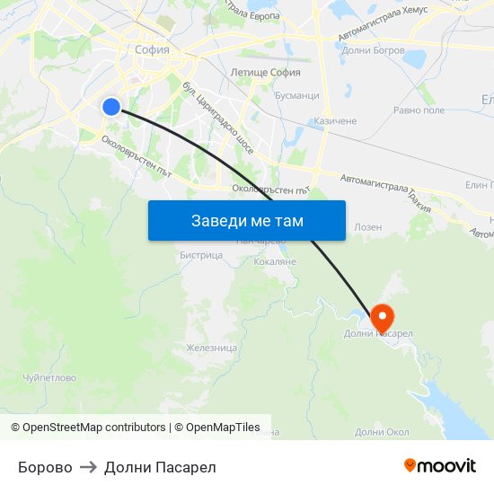 Борово to Долни Пасарел map