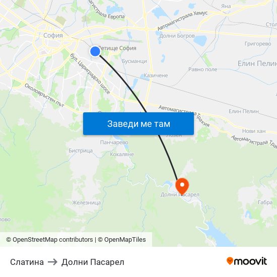 Слатина to Долни Пасарел map