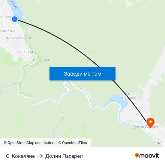 С. Кокаляне to Долни Пасарел map