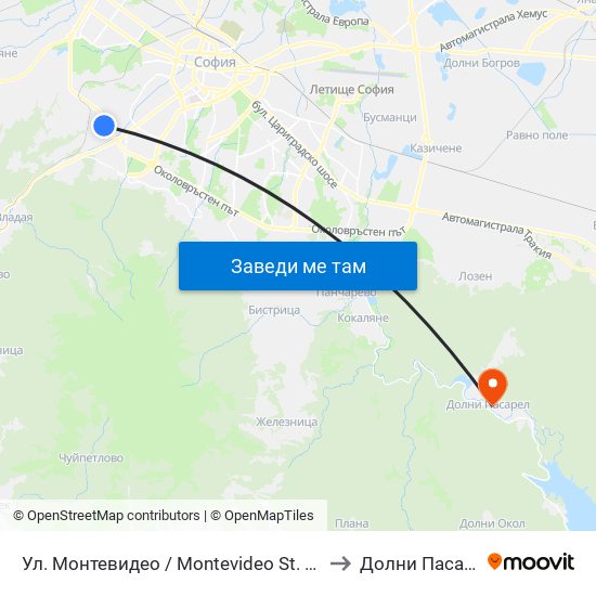 Ул. Монтевидео / Montevideo St. (2050) to Долни Пасарел map