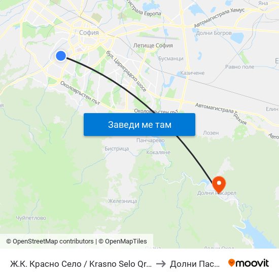 Ж.К. Красно Село / Krasno Selo Qr. (0638) to Долни Пасарел map