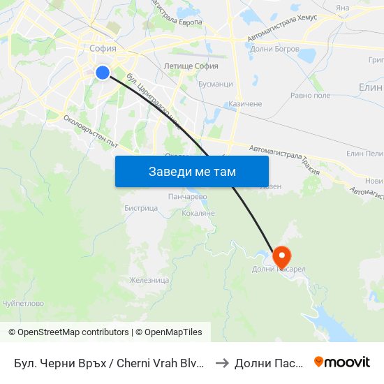 Бул. Черни Връх / Cherni Vrah Blvd. (0401) to Долни Пасарел map