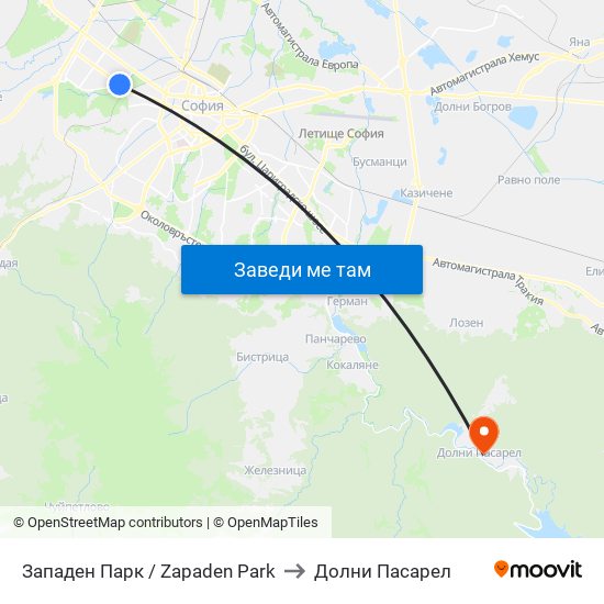 Западен Парк / Zapaden Park to Долни Пасарел map