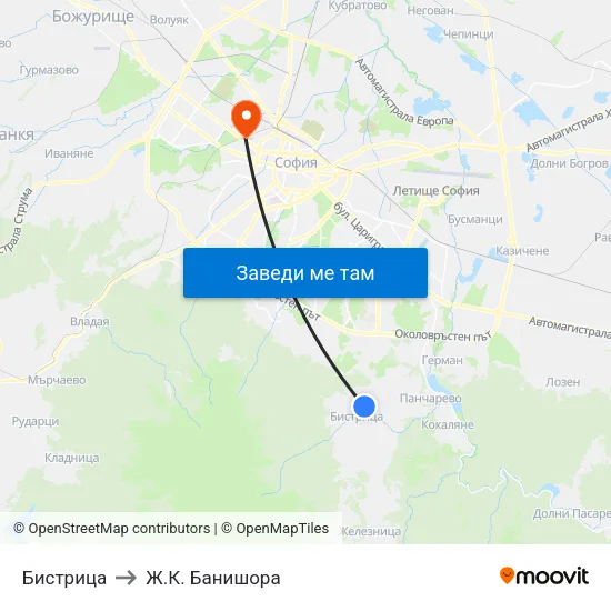Бистрица to Ж.К. Банишора map
