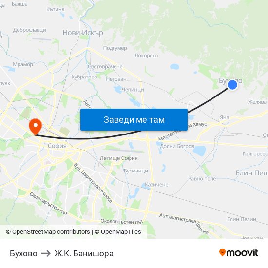 Бухово to Ж.К. Банишора map
