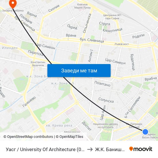 Уасг / University Of Architecture (0386) to Ж.К. Банишора map