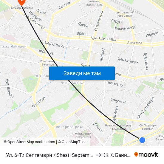 Ул. 6-Ти Септември / Shesti Septemvri St. (1807) to Ж.К. Банишора map