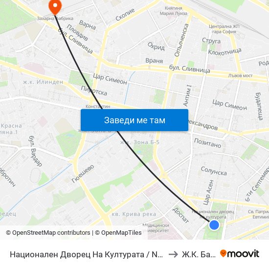 Национален Дворец На Културата / National Palace Of Culture (1139) to Ж.К. Банишора map