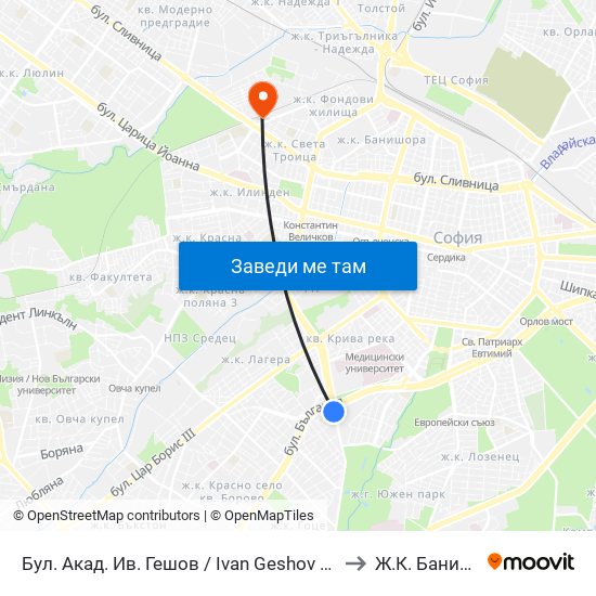 Бул. Акад. Ив. Гешов / Ivan Geshov Blvd. (0270) to Ж.К. Банишора map