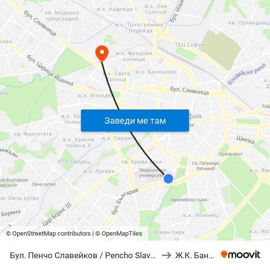 Бул. Пенчо Славейков / Pencho Slaveykov Blvd. (0356) to Ж.К. Банишора map