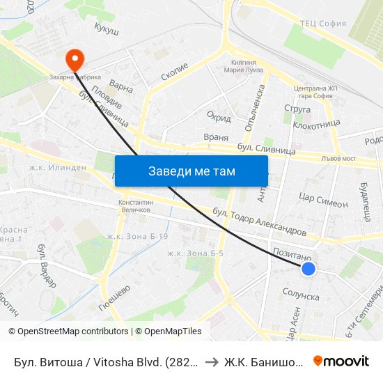 Бул. Витоша / Vitosha Blvd. (2825) to Ж.К. Банишора map