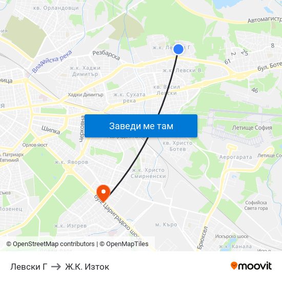 Левски Г to Ж.К. Изток map