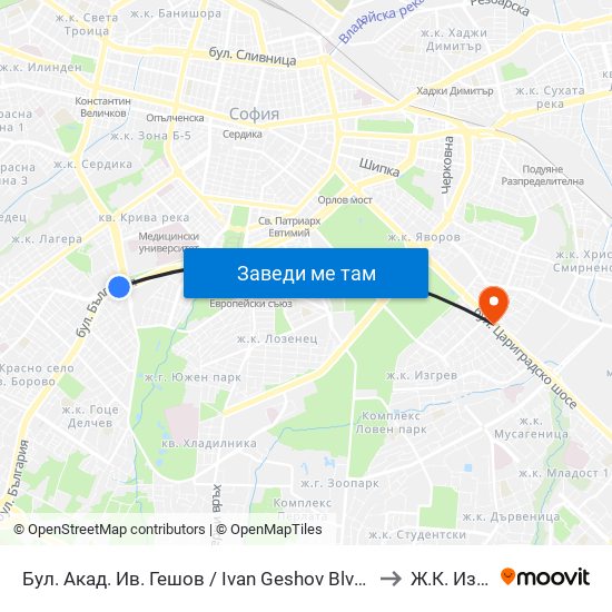 Бул. Акад. Ив. Гешов / Ivan Geshov Blvd. (0275) to Ж.К. Изток map