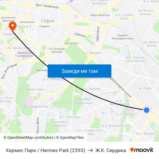 Хермес Парк / Hermes Park (2593) to Ж.К. Сердика map