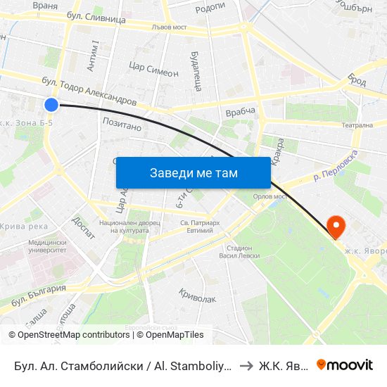 Бул. Ал. Стамболийски / Al. Stamboliyski Blvd. (0283) to Ж.К. Яворов map