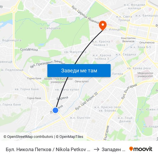 Бул. Никола Петков / Nikola Petkov Blvd. (0350) to Западен Парк map