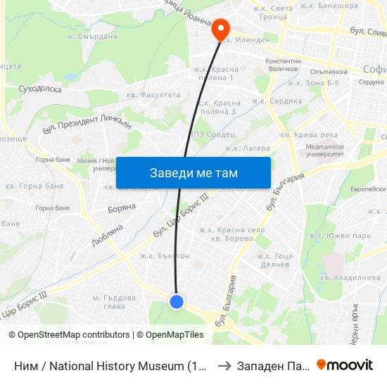 Ним / National History Museum (1464) to Западен Парк map