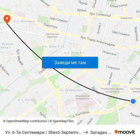 Ул. 6-Ти Септември / Shesti Septemvri St. (1807) to Западен Парк map