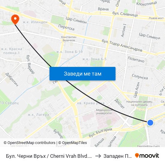Бул. Черни Връх / Cherni Vrah Blvd. (0398) to Западен Парк map
