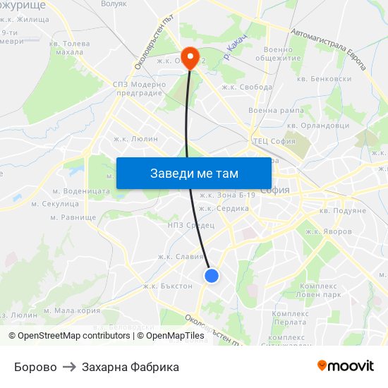 Борово to Захарна Фабрика map