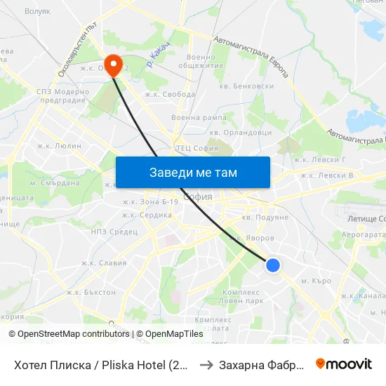 Хотел Плиска / Pliska Hotel (2326) to Захарна Фабрика map