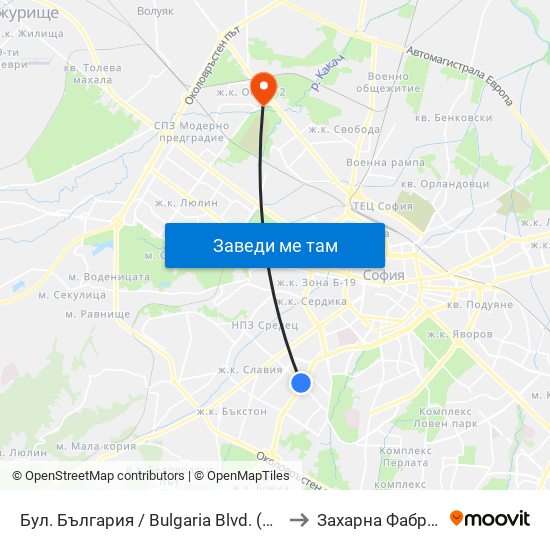 Бул. България / Bulgaria Blvd. (0290) to Захарна Фабрика map
