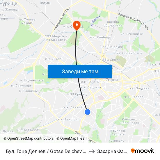 Бул. Гоце Делчев / Gotse Delchev Blvd. (0308) to Захарна Фабрика map