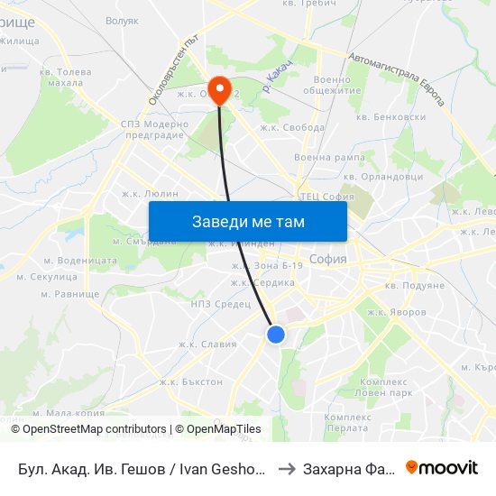 Бул. Акад. Ив. Гешов / Ivan Geshov Blvd. (0270) to Захарна Фабрика map