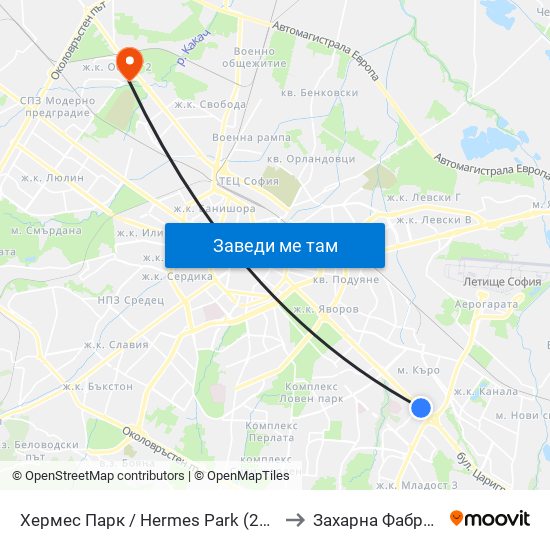 Хермес Парк / Hermes Park (2593) to Захарна Фабрика map