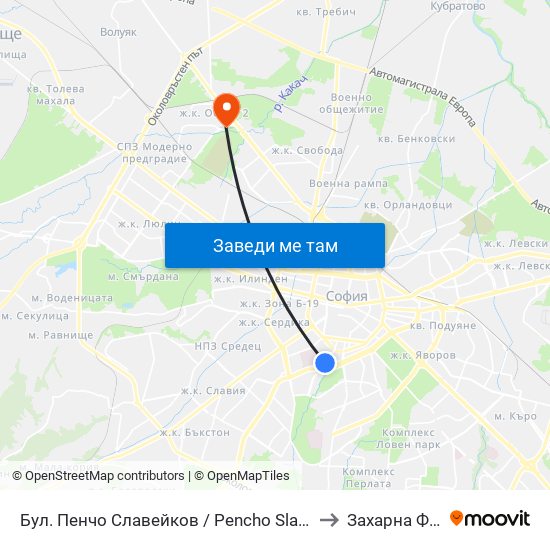 Бул. Пенчо Славейков / Pencho Slaveykov Blvd. (0356) to Захарна Фабрика map