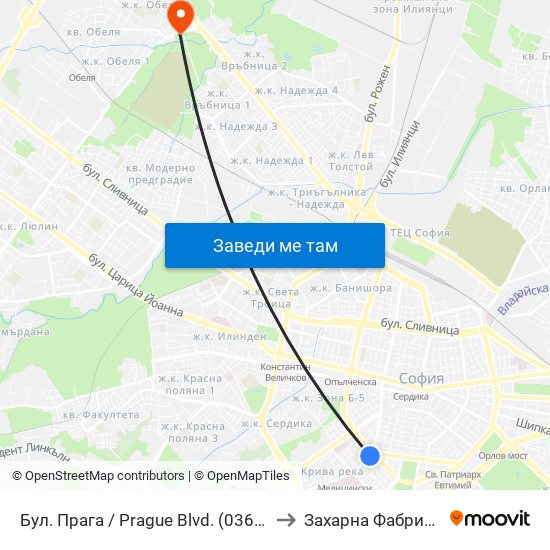 Бул. Прага / Prague Blvd. (0366) to Захарна Фабрика map