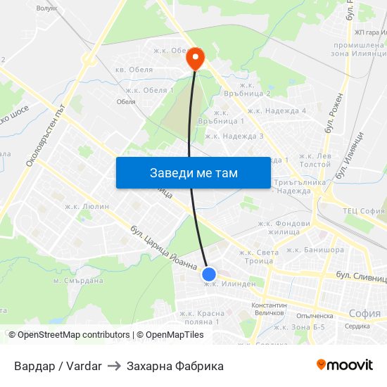 Вардар / Vardar to Захарна Фабрика map
