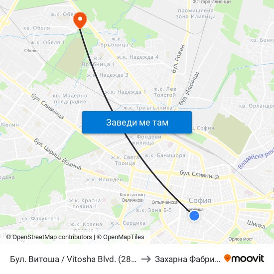 Бул. Витоша / Vitosha Blvd. (2825) to Захарна Фабрика map