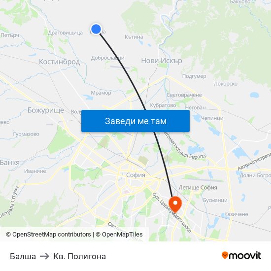 Балша to Кв. Полигона map