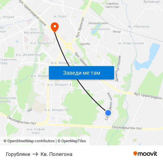 Горубляне to Кв. Полигона map