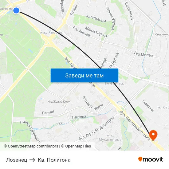 Лозенец to Кв. Полигона map