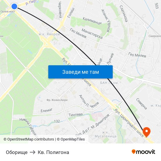 Оборище to Кв. Полигона map