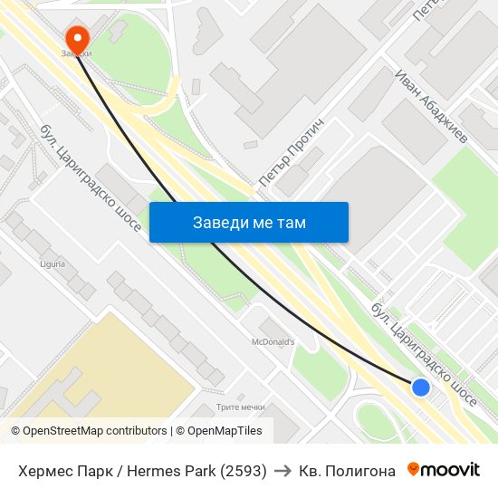 Хермес Парк / Hermes Park (2593) to Кв. Полигона map