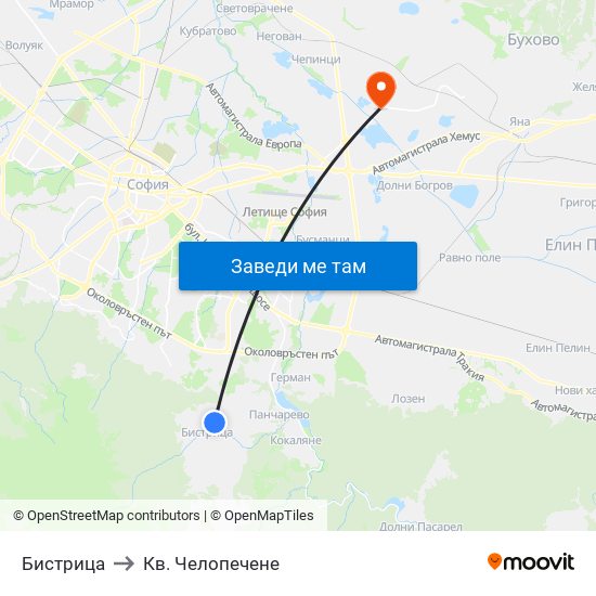 Бистрица to Кв. Челопечене map