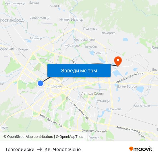 Гевгелийски to Кв. Челопечене map