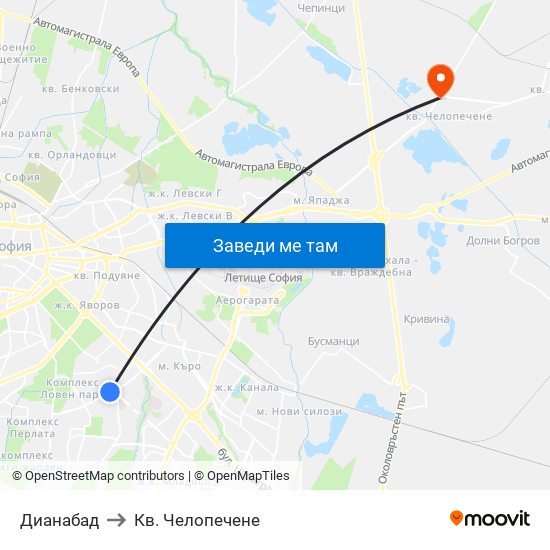 Дианабад to Кв. Челопечене map