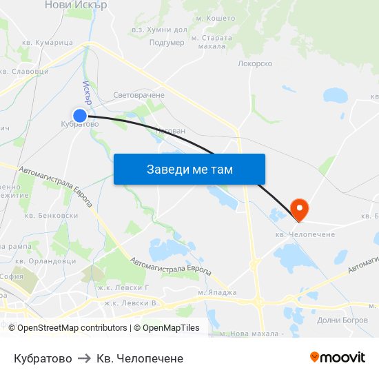 Кубратово to Кв. Челопечене map